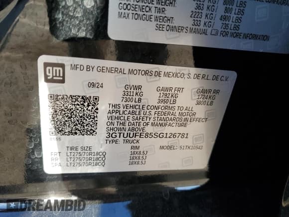 ✅ 2025 GMC Sierra 1500 AT4X • VIN: 3GTUUFE85SG126781 • Лот: 42742695. Опубликован ранее на Copart с пробегом 2 365 миль. Бесплатный доступ к архиву аукционных продаж из США и подробный отчёт об истории автомобиля на DreamBid. Изображение 12.