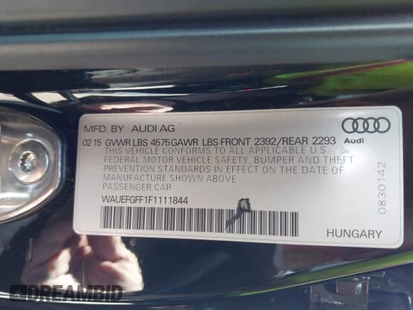 ✅ 2015 Audi A3 Premium Plus • VIN: WAUEFGFF1F1111844 • Lot: 43616691. Listed on IAAI with Not provided. Free auction sales archive from the USA and detailed vehicle history report at DreamBid. Image 9.
