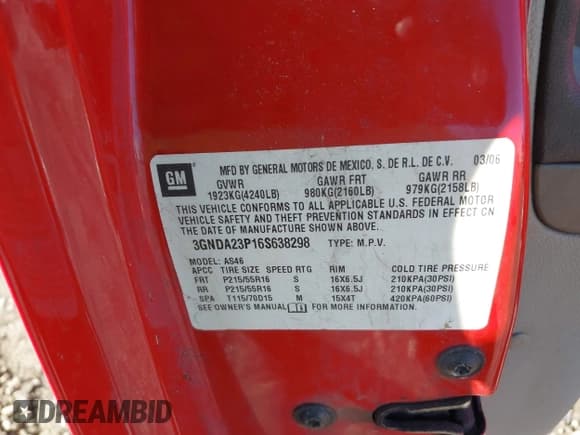 ✅ 2006 Chevrolet HHR LT • VIN: 3GNDA23P16S638298 • Lot: 41216077. Listed on IAAI with 104,739 mi. Free auction sales archive from the USA and detailed vehicle history report at DreamBid. Image 9.