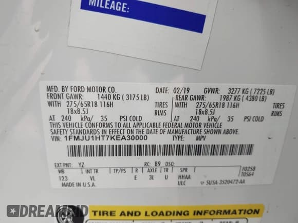 ✅ 2019 Ford Expedition XLT • VIN: 1FMJU1HT7KEA30000 • Lot: 42655762. Wystawiony na IAAI z przebiegiem 116 356 mil. Bezpłatny archiwum sprzedaży aukcyjnych z USA i szczegółowy raport historii pojazdu na DreamBid. Zdjęcie 9.