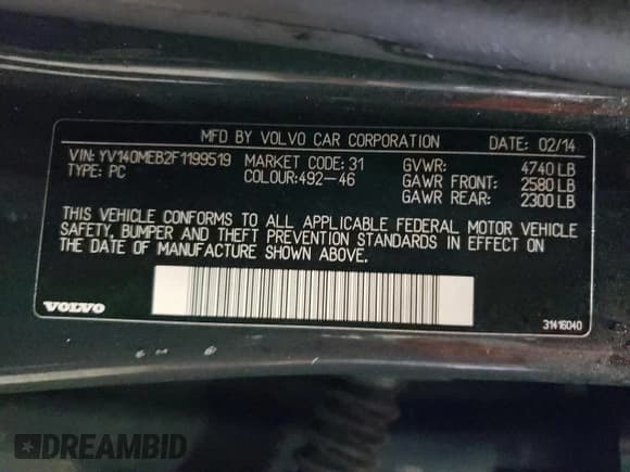 ✅ 2015 Volvo V60 T5 Drive-E Premier • VIN: YV140MEB2F1199519 • Lot: 78299213. Listed on Copart with 224,627 mi. Free auction sales archive from the USA and detailed vehicle history report at DreamBid. Image 12.