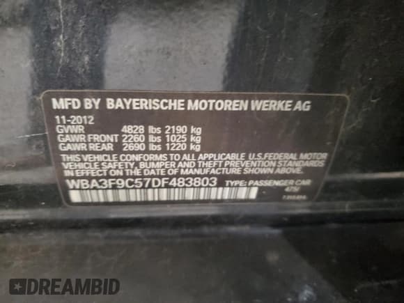 ✅ 2013 BMW 3 Series ActiveHybrid 3 • VIN: WBA3F9C57DF483803 • Лот: 93496005. Опубликован ранее на Copart с пробегом 115 468 миль. Бесплатный доступ к архиву аукционных продаж из США и подробный отчёт об истории автомобиля на DreamBid. Изображение 12.