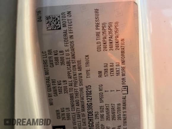 ✅ 2016 Chevrolet Colorado 4WD Z71 • VIN: 1GCHTDE38G1270215 • Лот: 73465644. Опубликован ранее на Copart с пробегом 56 933 миль. Бесплатный доступ к архиву аукционных продаж из США и подробный отчёт об истории автомобиля на DreamBid. Изображение 13.