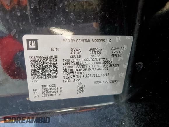 ✅ 2020 GMC Yukon XL Denali • VIN: 1GKS1HKJ2LR117402 • Лот: 81046145. Опубликован ранее на Copart с пробегом 121 280 миль. Бесплатный доступ к архиву аукционных продаж из США и подробный отчёт об истории автомобиля на DreamBid. Изображение 13.