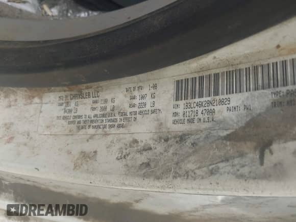 ✅ 2008 Dodge Avenger SE • VIN: 1B3LC46K28N210829 • Lot: 43498861. Listed on IAAI with 348,834 mi. Free auction sales archive from the USA and detailed vehicle history report at DreamBid. Image 9.