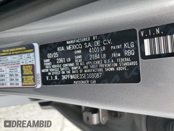 ✅ 2025 Kia K4 GT-Line • VIN: 3KPFW4DE3SE103087 • Lot: 92528465. Wystawiony na Copart z przebiegiem 43 557 mil. Bezpłatny archiwum sprzedaży aukcyjnych z USA i szczegółowy raport historii pojazdu na DreamBid. Zdjęcie 12.