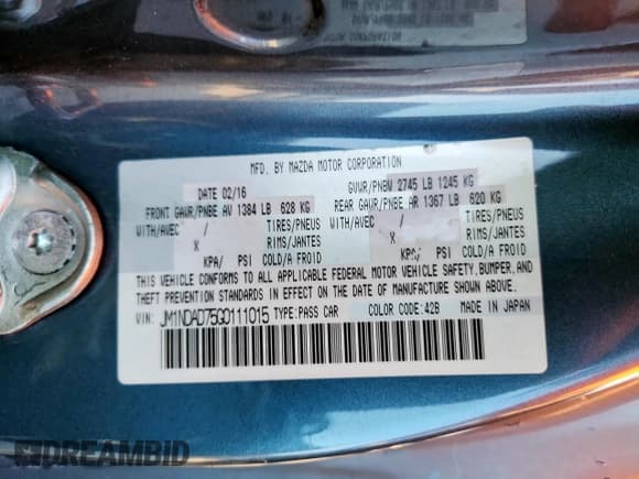 ✅ 2016 Mazda MX-5 Miata Grand Touring • VIN: JM1NDAD75G0111015 • Lot: 85587315. Listed on Copart with 89,586 mi. Free auction sales archive from the USA and detailed vehicle history report at DreamBid. Image 13.