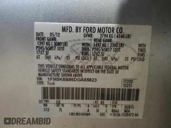 ✅ 2013 Ford Explorer • VIN: 1FM5K8B86DGA55823 • Lot: 57327355. Listed on Copart with 219,531 mi. Free auction sales archive from the USA and detailed vehicle history report at DreamBid. Image 13.