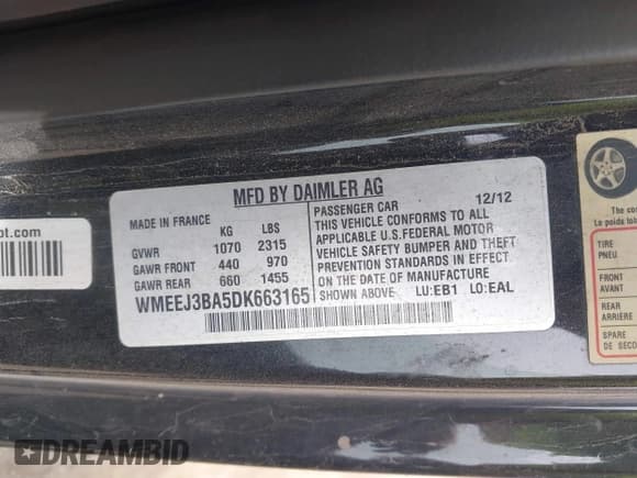 ✅ 2013 Smart fortwo Pure • VIN: WMEEJ3BA5DK663165 • Lot: 42291804. Wystawiony na IAAI z przebiegiem 105 074 mil. Bezpłatny archiwum sprzedaży aukcyjnych z USA i szczegółowy raport historii pojazdu na DreamBid. Zdjęcie 9.