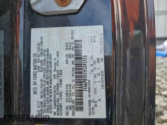 ✅ 2017 Ford Mustang EcoBoost • VIN: 1FA6P8TH1H5345516 • Лот: 96848425. Опубликован ранее на Copart с пробегом Не указан. Бесплатный доступ к архиву аукционных продаж из США и подробный отчёт об истории автомобиля на DreamBid. Изображение 13.