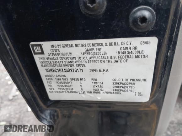 ✅ 2005 GMC Yukon XL SLT • VIN: 3GKEC16Z45G270171 • Lot: 41608455. Wystawiony na IAAI z przebiegiem Nie podano. Bezpłatny archiwum sprzedaży aukcyjnych z USA i szczegółowy raport historii pojazdu na DreamBid. Zdjęcie 9.