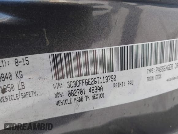 ✅ 2016 FIAT 500e • VIN: 3C3CFFGE2GT113790 • Lot: 42193487. Listed on IAAI with 44,327 mi. Free auction sales archive from the USA and detailed vehicle history report at DreamBid. Image 9.