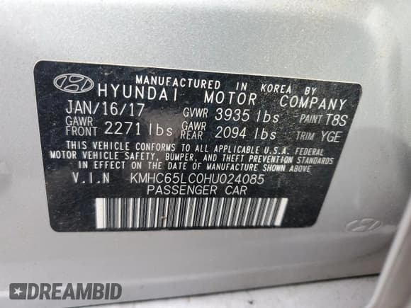 ✅ 2017 Hyundai Ioniq Blue • VIN: KMHC65LC0HU024085 • Lot: 42175285. Wystawiony na Copart z przebiegiem 60 074 mil. Bezpłatny archiwum sprzedaży aukcyjnych z USA i szczegółowy raport historii pojazdu na DreamBid. Zdjęcie 13.