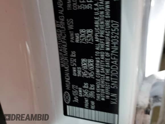 2022 Hyundai Santa Cruz SEL Premium с VIN 5NTJDDAF7NH032507, выставлен на аукционе Copart как лот 88891235 с пробегом 43 277 миль миль и Списание • Salvage title. История ставок и продаж доступна на DreamBid. Изображение 12.