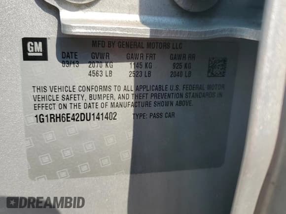 ✅ 2013 Chevrolet Volt • VIN: 1G1RH6E42DU141402 • Lot: 68622824. Wystawiony na Copart z przebiegiem 100 486 mil. Bezpłatny archiwum sprzedaży aukcyjnych z USA i szczegółowy raport historii pojazdu na DreamBid. Zdjęcie 12.