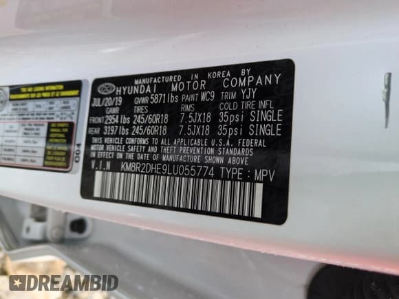 ✅ 2020 Hyundai Palisade SEL • VIN: KM8R2DHE9LU055774 • Лот: 43210195. Опубликован ранее на Copart с пробегом 42 739 миль. Бесплатный доступ к архиву аукционных продаж из США и подробный отчёт об истории автомобиля на DreamBid. Изображение 13.