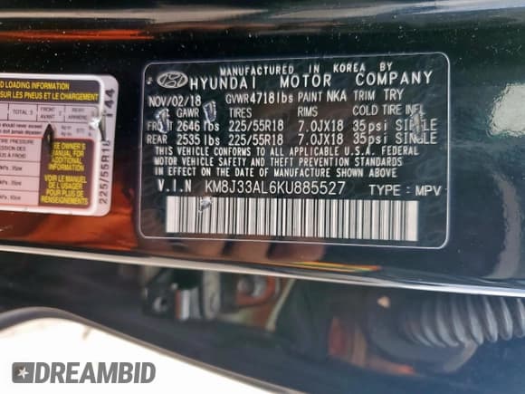 ✅ 2019 Hyundai Tucson SEL • VIN: KM8J33AL6KU885527 • Лот: 82164765. Опубликован ранее на Copart с пробегом 133 428 миль. Бесплатный доступ к архиву аукционных продаж из США и подробный отчёт об истории автомобиля на DreamBid. Изображение 13.