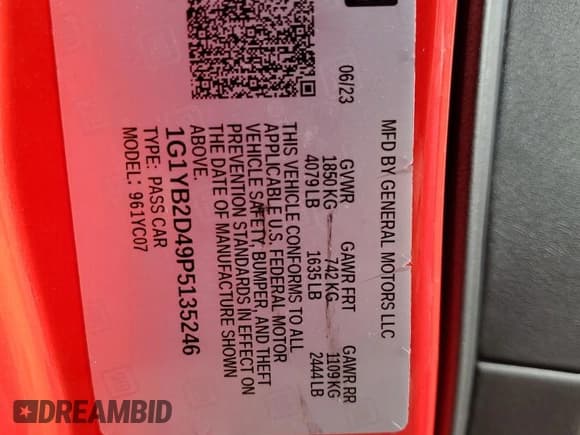 ✅ 2023 Chevrolet Corvette 2LT • VIN: 1G1YB2D49P5135246 • Lot: 89693965. Wystawiony na Copart z przebiegiem 33 482 mil. Bezpłatny archiwum sprzedaży aukcyjnych z USA i szczegółowy raport historii pojazdu na DreamBid. Zdjęcie 13.