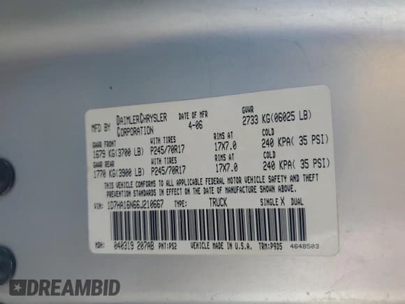 ✅ 2006 Dodge 1500 ST • VIN: 1D7HA16N66J210667 • Лот: 91297535. Опубликован ранее на Copart с пробегом 156 156 миль. Бесплатный доступ к архиву аукционных продаж из США и подробный отчёт об истории автомобиля на DreamBid. Изображение 12.