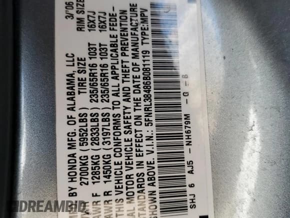 ✅ 2006 Honda Odyssey EX • VIN: 5FNRL38486B081119 • Lot: 90404405. Listed on Copart with 264,720 mi. Free auction sales archive from the USA and detailed vehicle history report at DreamBid. Image 13.