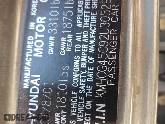 2002 Hyundai Accent GL с VIN KMHCG45C92U305295, выставлен на аукционе Copart как лот 43836105 с пробегом 92 435 миль миль и На запчасти • Non repairable. История ставок и продаж доступна на DreamBid. Изображение 14.