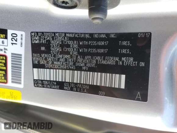 ✅ 2017 Toyota Sienna XLE Auto Access Seat • VIN: 5TDYZ3DC2HS817445 • Lot: 56551795. Wystawiony na Copart z przebiegiem 95 336 mil. Bezpłatny archiwum sprzedaży aukcyjnych z USA i szczegółowy raport historii pojazdu na DreamBid. Zdjęcie 14.