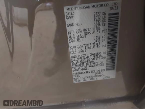 ✅ 2024 Nissan Frontier SV • VIN: 1N6ED1EK8RN613989 • Lot: 42310148. Listed on IAAI with 14,202 mi. Free auction sales archive from the USA and detailed vehicle history report at DreamBid. Image 9.