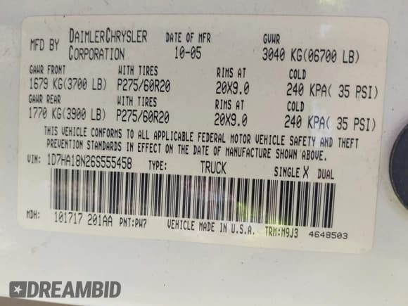 ✅ 2006 Dodge 1500 SLT • VIN: 1D7HA18N26S555458 • Лот: 43460119. Опубликован ранее на IAAI с пробегом 261 263 миль. Бесплатный доступ к архиву аукционных продаж из США и подробный отчёт об истории автомобиля на DreamBid. Изображение 9.