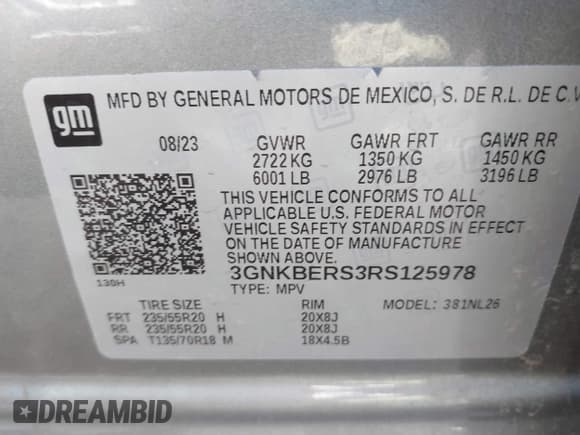 ✅ 2024 Chevrolet Blazer RS • VIN: 3GNKBERS3RS125978 • Lot: 41895310. Listed on IAAI with 22,259 mi. Free auction sales archive from the USA and detailed vehicle history report at DreamBid. Image 9.