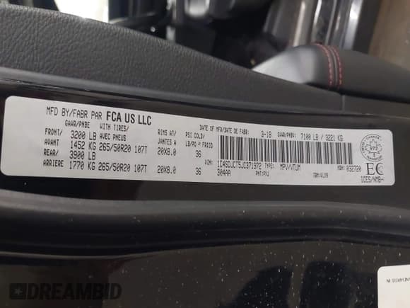 ✅ 2018 Dodge Durango R/T • VIN: 1C4SDJCT5JC371972 • Lot: 43434311. Listed on IAAI with 115,264 mi. Free auction sales archive from the USA and detailed vehicle history report at DreamBid. Image 9.