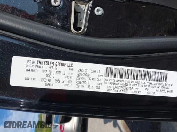 ✅ 2013 Dodge Journey Canada Value • VIN: 3C4PDCAB5DT634448 • Lot: 43091553. Listed on IAAI with 132,130 mi. Free auction sales archive from the USA and detailed vehicle history report at DreamBid. Image 9.