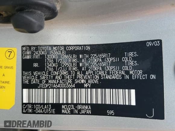 ✅ 2004 Toyota Highlander • VIN: JTEDP21A640003664 • Lot: 85199355. Wystawiony na Copart z przebiegiem 258 296 mil. Bezpłatny archiwum sprzedaży aukcyjnych z USA i szczegółowy raport historii pojazdu na DreamBid. Zdjęcie 13.