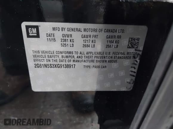 ✅ 2016 Cadillac XTS Luxury Collection • VIN: 2G61N5S3XG9138917 • Lot: 43757454. Listed on IAAI with 145,224 mi. Free auction sales archive from the USA and detailed vehicle history report at DreamBid. Image 9.