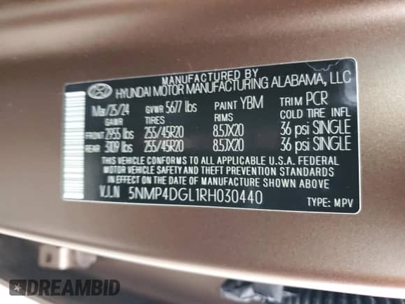 ✅ 2024 Hyundai Santa Fe Limited • VIN: 5NMP4DGL1RH030440 • Лот: 51807025. Размещён на Copart с пробегом 6 988 миль миль. Получите бесплатный доступ к архиву аукционных продаж из США и посмотрите подробный отчёт об истории автомобиля на DreamBid. Изображение 12.