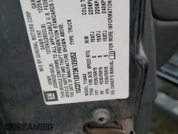 ✅ 2003 Chevrolet S-10 LS • VIN: 1GCDT13X73K129952 • Лот: 79070244. Опубликован ранее на Copart с пробегом 164 795 миль. Бесплатный доступ к архиву аукционных продаж из США и подробный отчёт об истории автомобиля на DreamBid. Изображение 12.