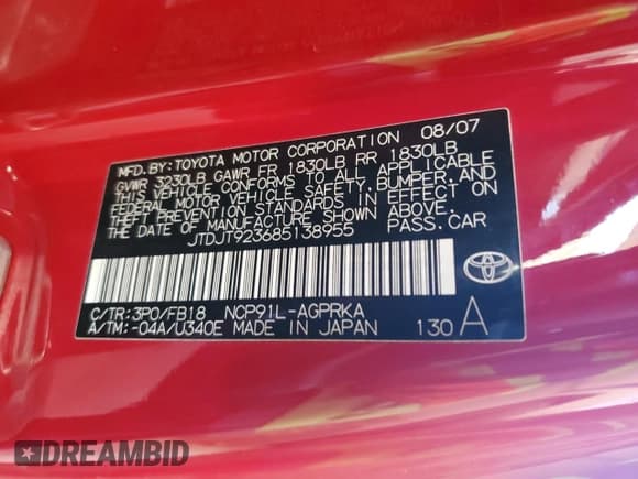 ✅ 2008 Toyota Yaris • VIN: JTDJT923685138955 • Лот: 84733325. Опубликован ранее на Copart с пробегом 171 948 миль. Бесплатный доступ к архиву аукционных продаж из США и подробный отчёт об истории автомобиля на DreamBid. Изображение 13.