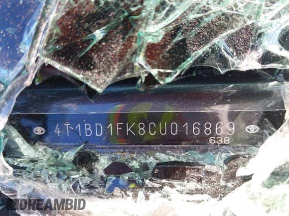 2012 Toyota Camry XLE with VIN 4T1BD1FK8CU016869, listed as a IAAI auction lot 42675799 with 120,907 mi miles and . Bid and sale history available at DreamBid. Image 9.