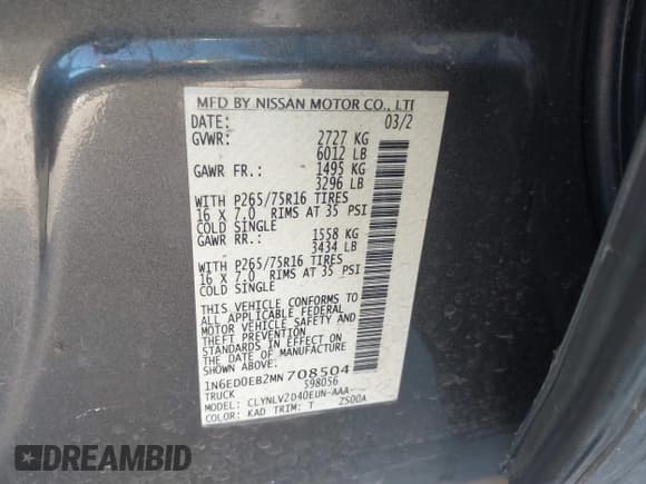 ✅ 2021 Nissan Frontier SV • VIN: 1N6ED0EB2MN708504 • Лот: 40559618. Опубликован ранее на IAAI с пробегом 62 275 миль. Бесплатный доступ к архиву аукционных продаж из США и подробный отчёт об истории автомобиля на DreamBid. Изображение 9.