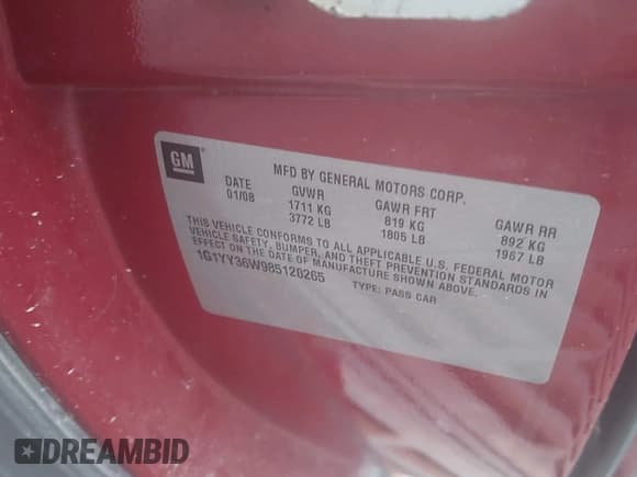 ✅ 2008 Chevrolet Corvette • VIN: 1G1YY36W985120265 • Lot: 43638631. Wystawiony na IAAI z przebiegiem 114 357 mil. Bezpłatny archiwum sprzedaży aukcyjnych z USA i szczegółowy raport historii pojazdu na DreamBid. Zdjęcie 9.