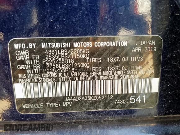 ✅ 2019 Mitsubishi Outlander SE • VIN: JA4AD3A35KZ053112 • Лот: 70233235. Опубликован ранее на Copart с пробегом 161 392 миль. Бесплатный доступ к архиву аукционных продаж из США и подробный отчёт об истории автомобиля на DreamBid. Изображение 14.