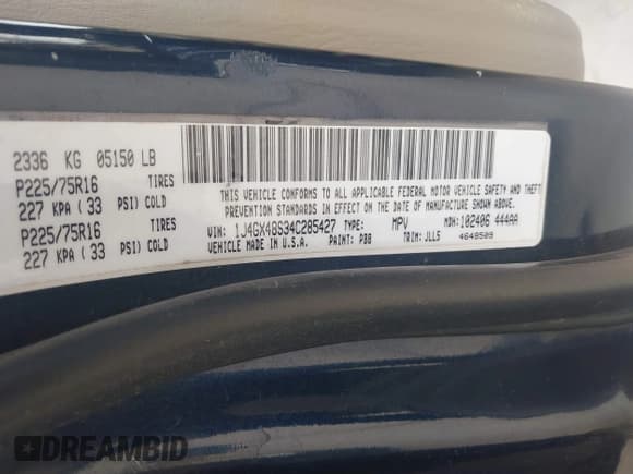✅ 2004 Jeep Grand Cherokee Laredo • VIN: 1J4GX48S34C285427 • Lot: 43771621. Wystawiony na IAAI z przebiegiem 144 584 mil. Bezpłatny archiwum sprzedaży aukcyjnych z USA i szczegółowy raport historii pojazdu na DreamBid. Zdjęcie 9.