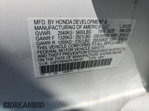 ✅ 2023 Acura MDX Technology • VIN: 5J8YD9H42PL005181 • Лот: 71876605. Опубликован ранее на Copart с пробегом 31 419 миль. Бесплатный доступ к архиву аукционных продаж из США и подробный отчёт об истории автомобиля на DreamBid. Изображение 13.