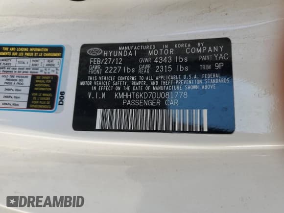 ✅ 2013 Hyundai Genesis Coupe Premium • VIN: KMHHT6KD7DU081778 • Lot: 43846815. Wystawiony na Copart z przebiegiem 102 358 mil. Bezpłatny archiwum sprzedaży aukcyjnych z USA i szczegółowy raport historii pojazdu na DreamBid. Zdjęcie 14.