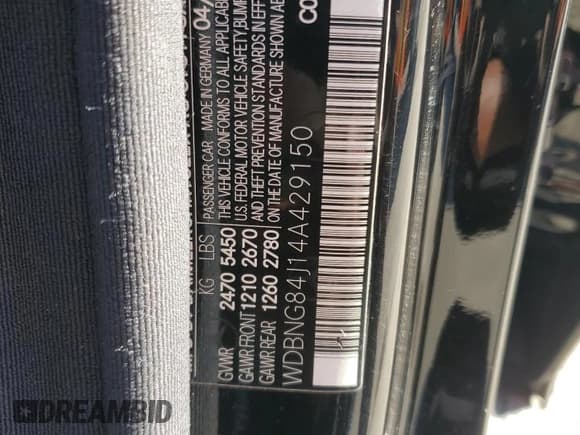 ✅ 2004 Mercedes-Benz S 500 • VIN: WDBNG84J14A429150 • Лот: 56303955. Опубликован ранее на Copart с пробегом 142 432 миль. Бесплатный доступ к архиву аукционных продаж из США и подробный отчёт об истории автомобиля на DreamBid. Изображение 12.