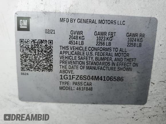 ✅ 2021 Chevrolet Bolt EV Premier • VIN: 1G1FZ6S04M4106586 • Lot: 54701745. Wystawiony na Copart z przebiegiem 72 686 mil. Bezpłatny archiwum sprzedaży aukcyjnych z USA i szczegółowy raport historii pojazdu na DreamBid. Zdjęcie 13.