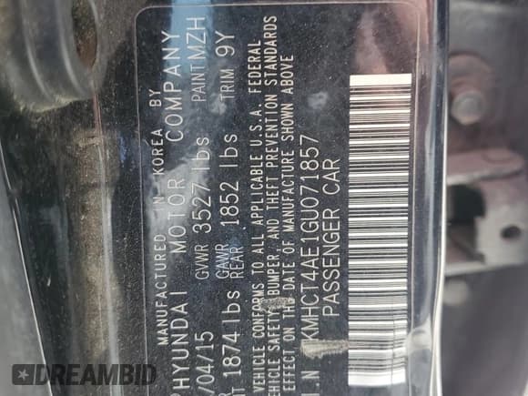 ✅ 2016 Hyundai Accent SE • VIN: KMHCT4AE1GU071857 • Лот: 74917784. Опубликован ранее на Copart с пробегом Не указан. Бесплатный доступ к архиву аукционных продаж из США и подробный отчёт об истории автомобиля на DreamBid. Изображение 12.