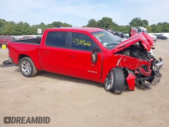 2022 Ram 1500 Big Horn with VIN 1C6RRFFG0NN324961, listed as a IAAI auction lot 43189686 with 37,154 mi miles and . Bid and sale history available at DreamBid. Image 1.