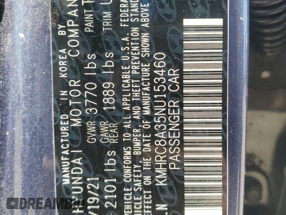✅ 2022 Hyundai Venue Limited • VIN: KMHRC8A35NU153460 • Лот: 47041155. Опубликован ранее на Copart с пробегом 60 561 миль. Бесплатный доступ к архиву аукционных продаж из США и подробный отчёт об истории автомобиля на DreamBid. Изображение 13.