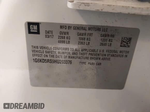 ✅ 2017 Cadillac CT6 Luxury AWD • VIN: 1G6KD5RS9HU203376 • Lot: 42181002. Listed on IAAI with Not provided. Free auction sales archive from the USA and detailed vehicle history report at DreamBid. Image 9.