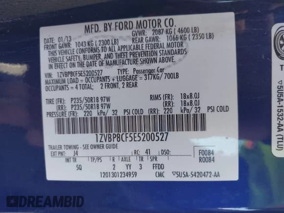 ✅ 2014 Ford Mustang GT • VIN: 1ZVBP8CF5E5200527 • Лот: 43283022. Опубликован ранее на IAAI с пробегом 95 748 миль. Бесплатный доступ к архиву аукционных продаж из США и подробный отчёт об истории автомобиля на DreamBid. Изображение 9.